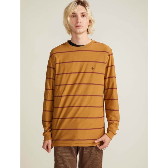 Volcom Crew Neck Long Sleeve Tee, Gold, Small